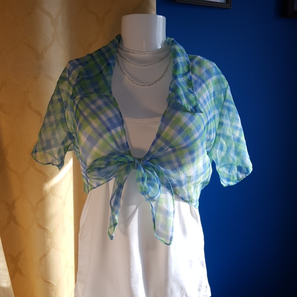 Plaid sheer top